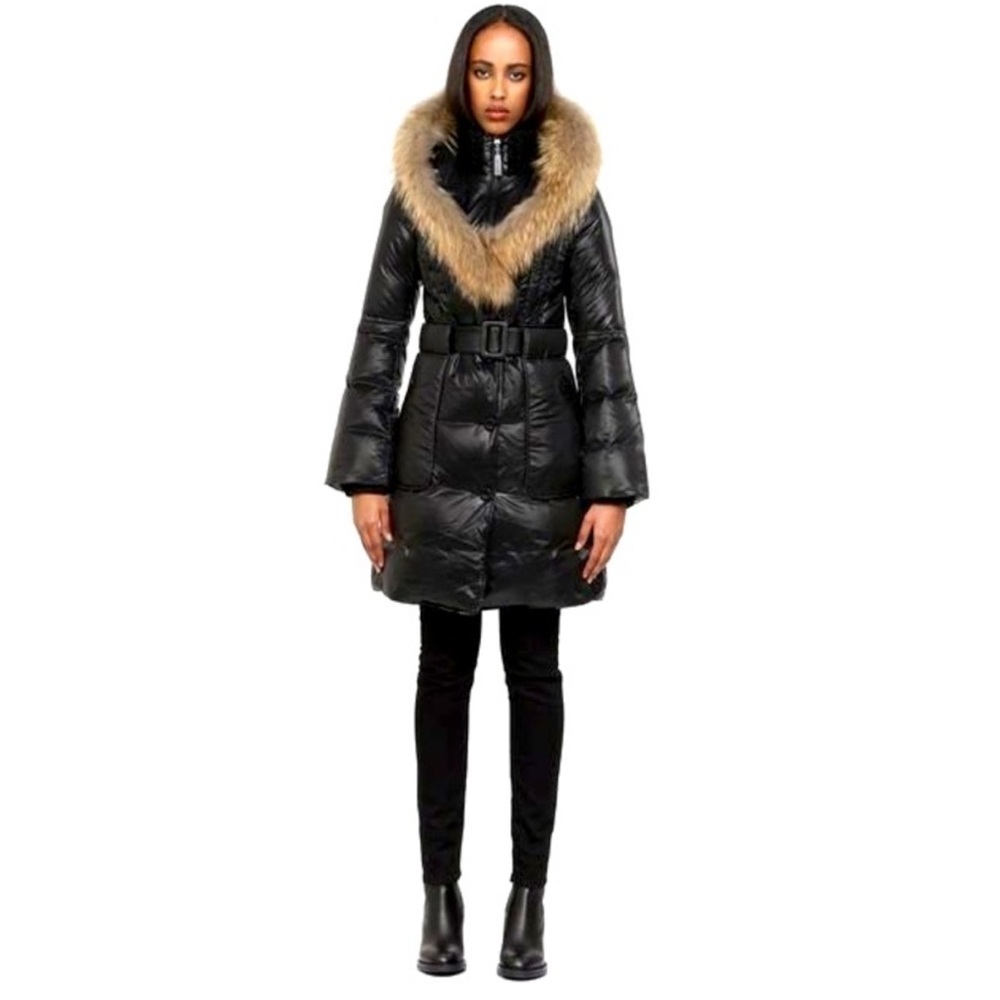 Like new Medium Candace Mackage Down and Fur Black Long Puffer Winter Jacket